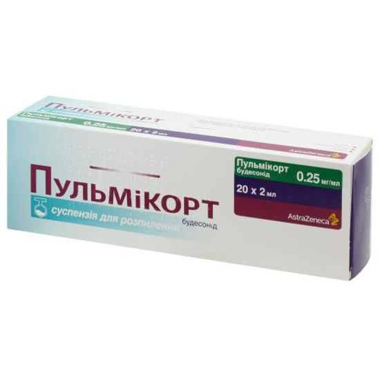 Пульмікорт суспензія 0.25 мг/мл контейнер 2 мл №20